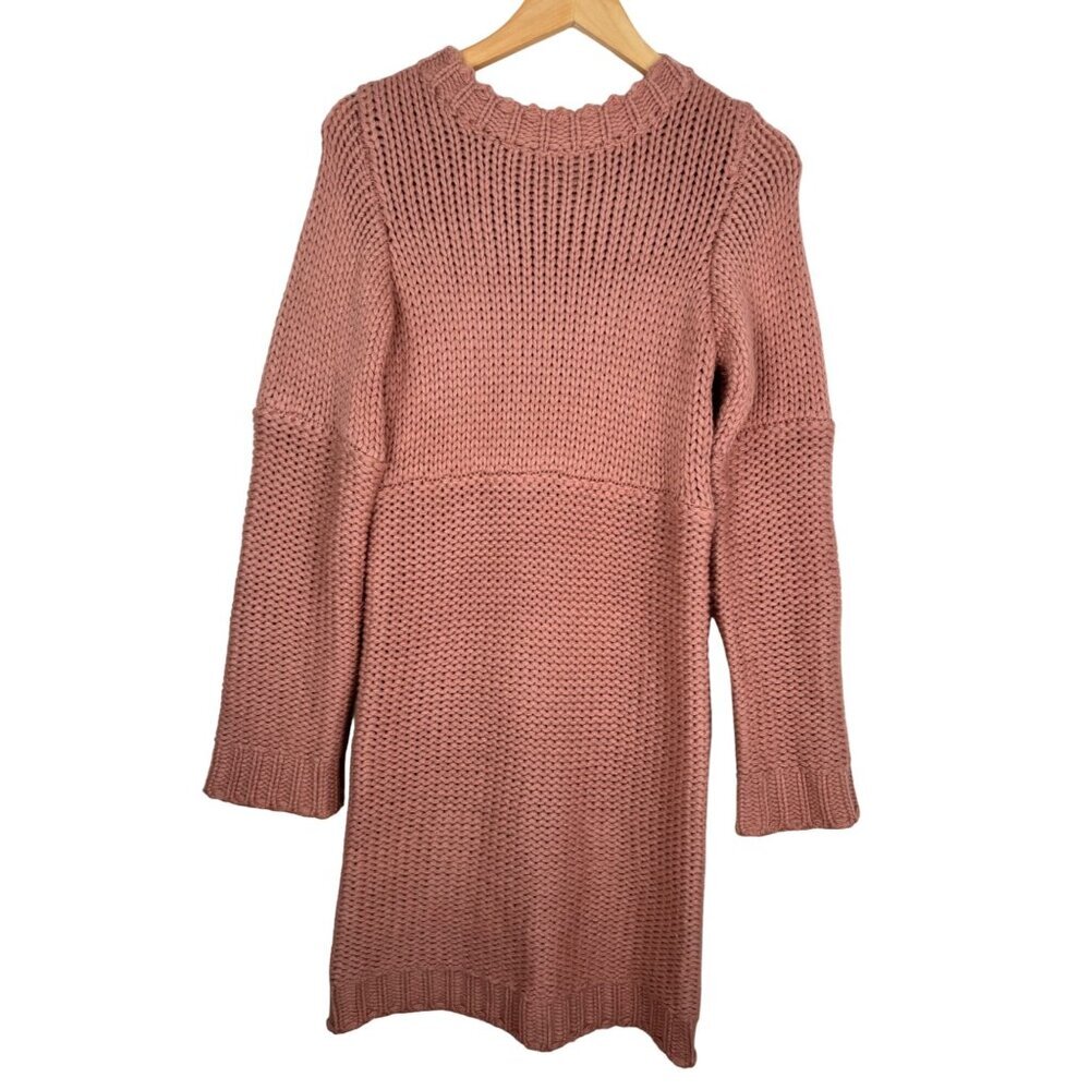 For Love And‎ Lemons Knitz Crochet Sweater Dress chunky knit Dusty Pink Sz S